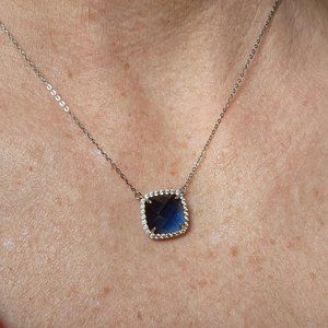Created Sapphire Cushion Pendant